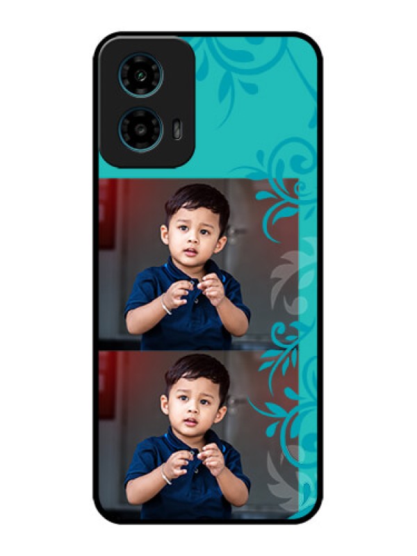 Custom Motorola G45 5G Custom Metal Phone Case - With Photo And Green Floral Design