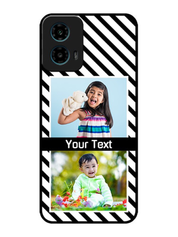 Custom Motorola G45 5G Custom Metal Phone Case - Black And White Stripes Design