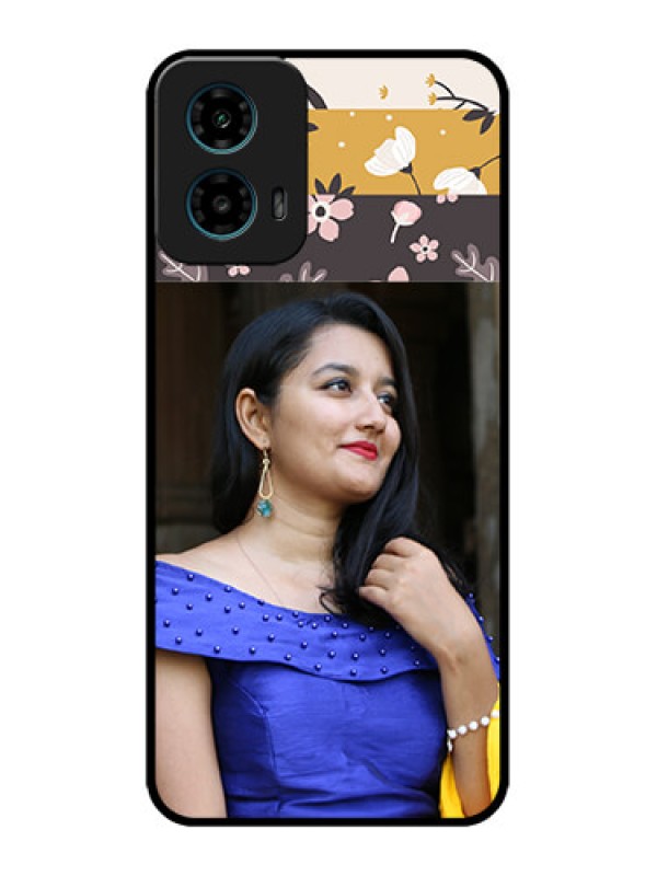 Custom Motorola G45 5G Custom Metal Phone Case - Stylish Floral Design