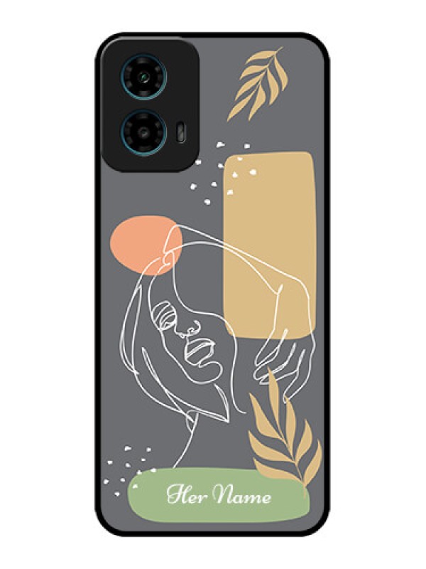 Custom Motorola G45 5G Custom Metal Phone Case - Gazing Woman Line Art Design