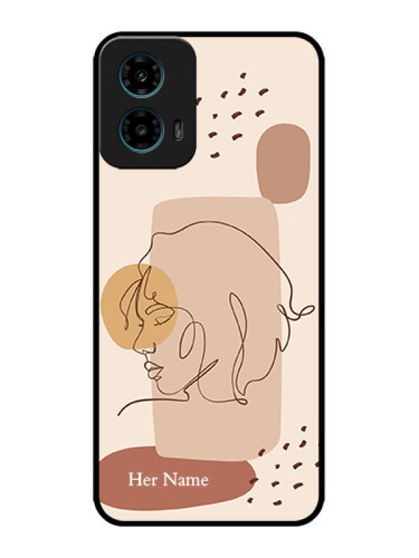 Custom Motorola G45 5G Custom Metal Phone Case - Calm Woman Line Art Design