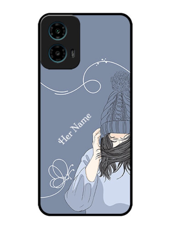 Custom Motorola G45 5G Custom Metal Phone Case - Girl In Winter Outfit Design