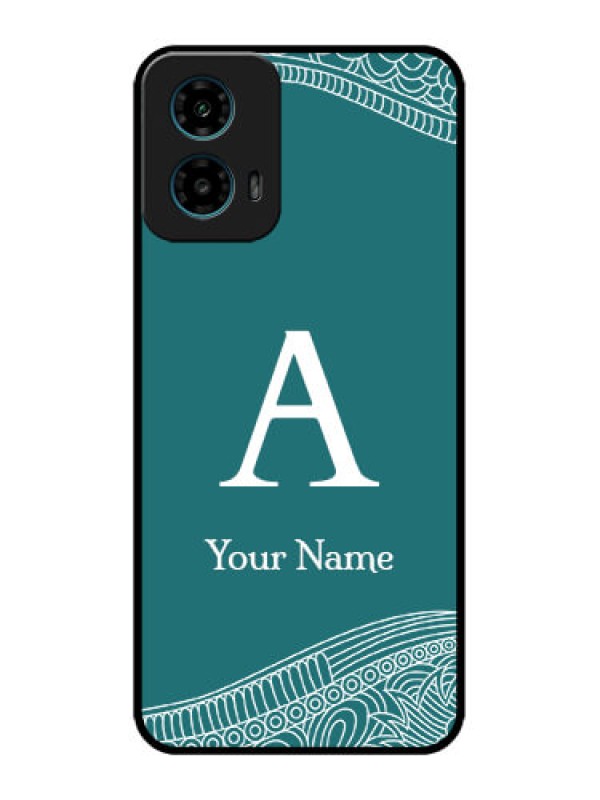 Custom Motorola G45 5G Custom Metal Phone Case - Line Art Pattern With Custom Name Design