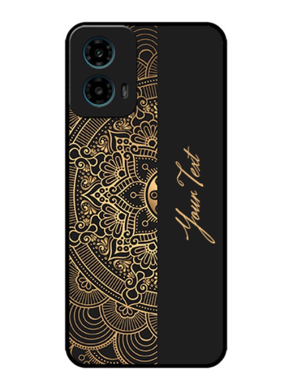 Custom Motorola G45 5G Custom Metal Phone Case - Mandala Art With Custom Text Design