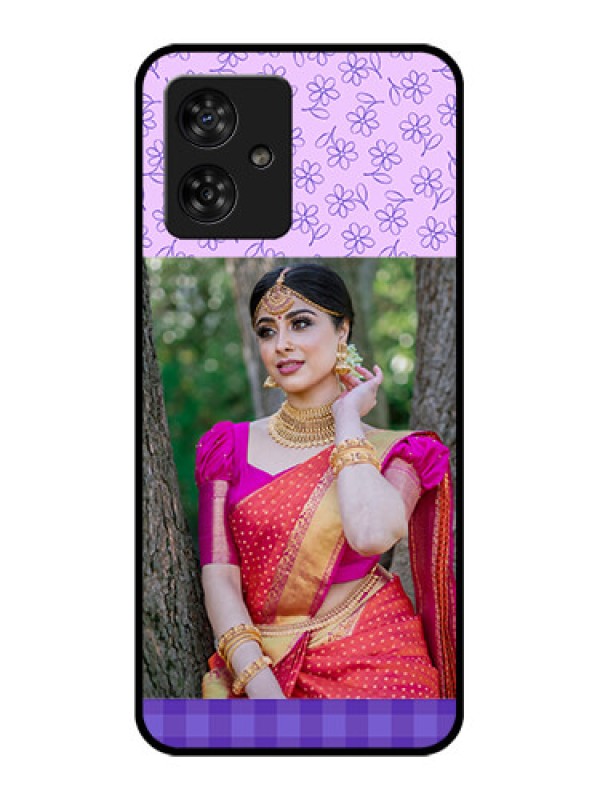Custom Motorola G54 5G Custom Metal Phone CasePurple Floral Design