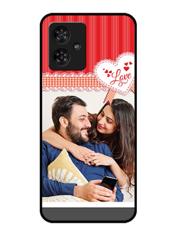 Custom Motorola G54 5G Custom Metal Phone CaseRed Love Pattern Design