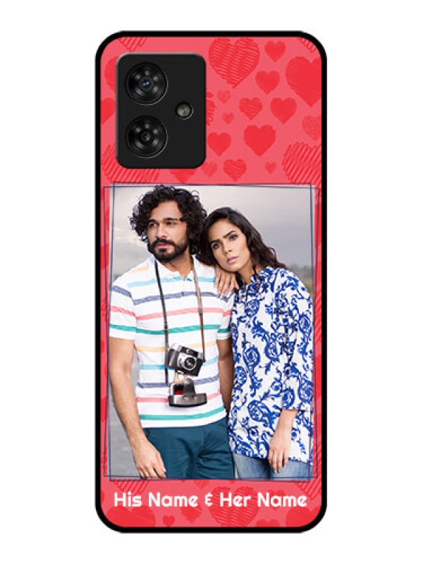 Custom Motorola G54 5G Custom Metal Phone CaseWith Red Heart Symbols Design