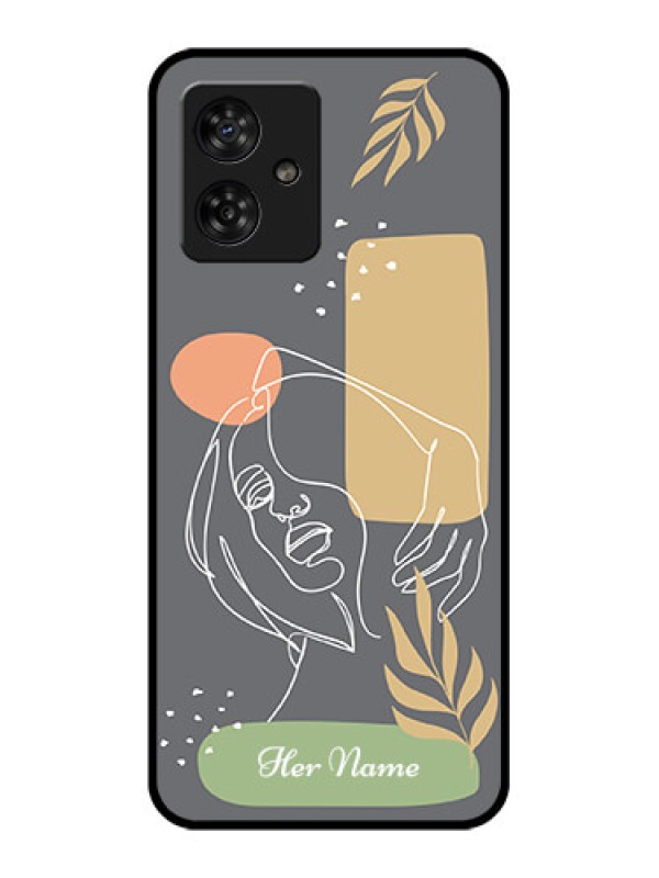 Custom Motorola G54 5G Custom Metal Phone CaseGazing Woman Line Art Design