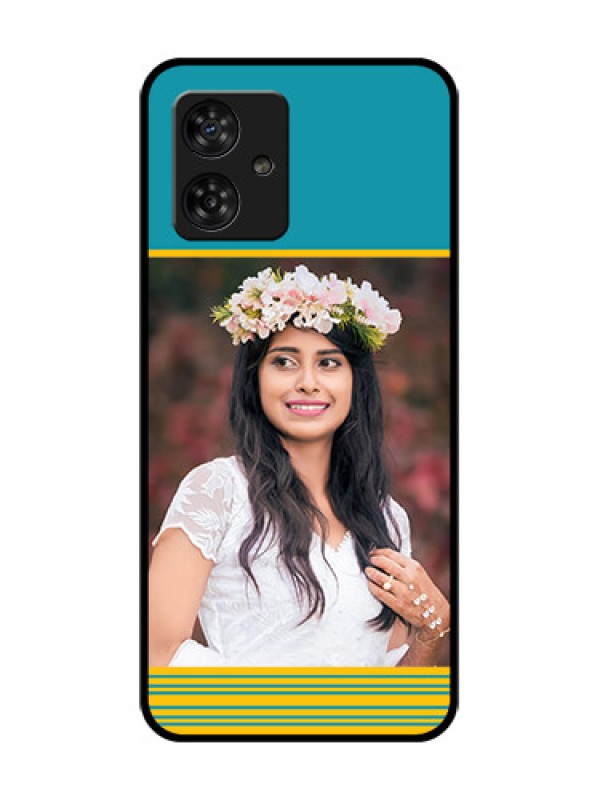 Custom Motorola Moto G64 5G Custom Metal Phone CaseYellow and Blue Design