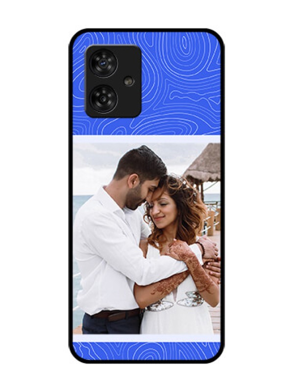 Custom Motorola Moto G64 5G Custom Metal Phone CaseCurved Line Art With Blue And White Design