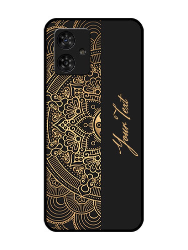 Custom Motorola Moto G64 5G Custom Metal Phone CaseMandala Art With Custom Text Design