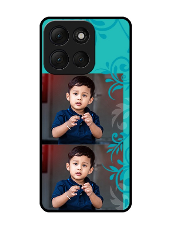 Custom Motorola G86 Power 5G Custom Metal Phone Case - With Photo And Green Floral Design