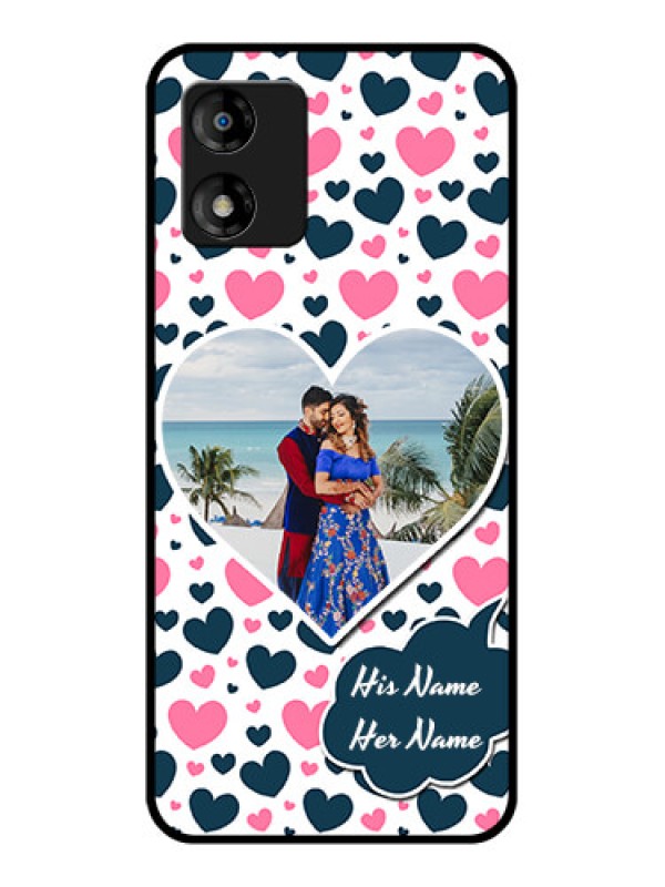 Custom Motorola Moto E13 Custom Metal Phone CasePink and Blue Heart Design