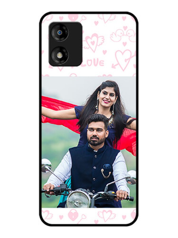 Custom Motorola Moto E13 Custom Metal Phone CasePink Flying Heart Design