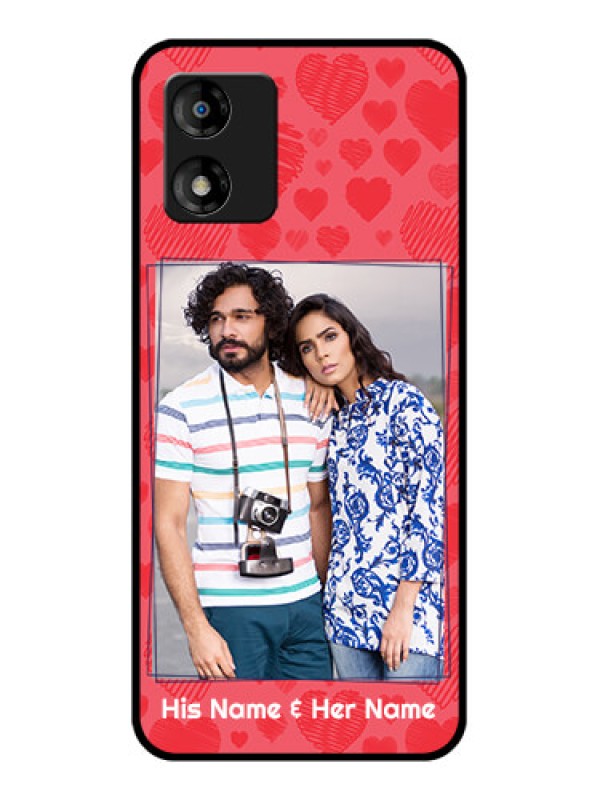 Custom Motorola Moto E13 Custom Metal Phone CaseWith Red Heart Symbols Design