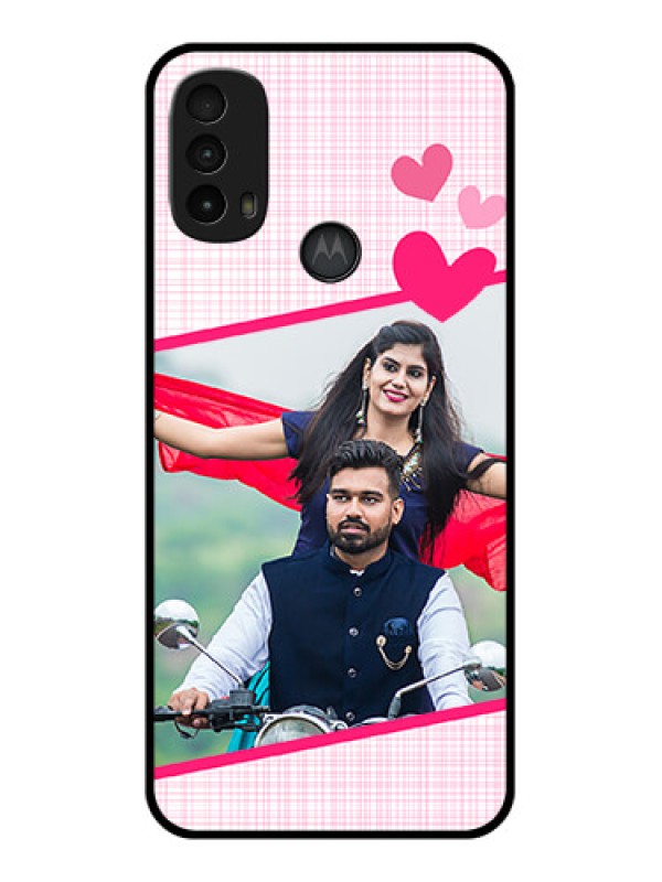 Custom Moto E40 Custom Metal Phone Case - Love Shape Heart Design