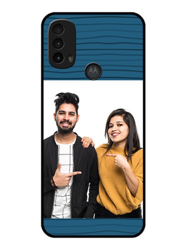 Custom Moto E40 Custom Metal Phone Case - Blue Pattern Cover Design