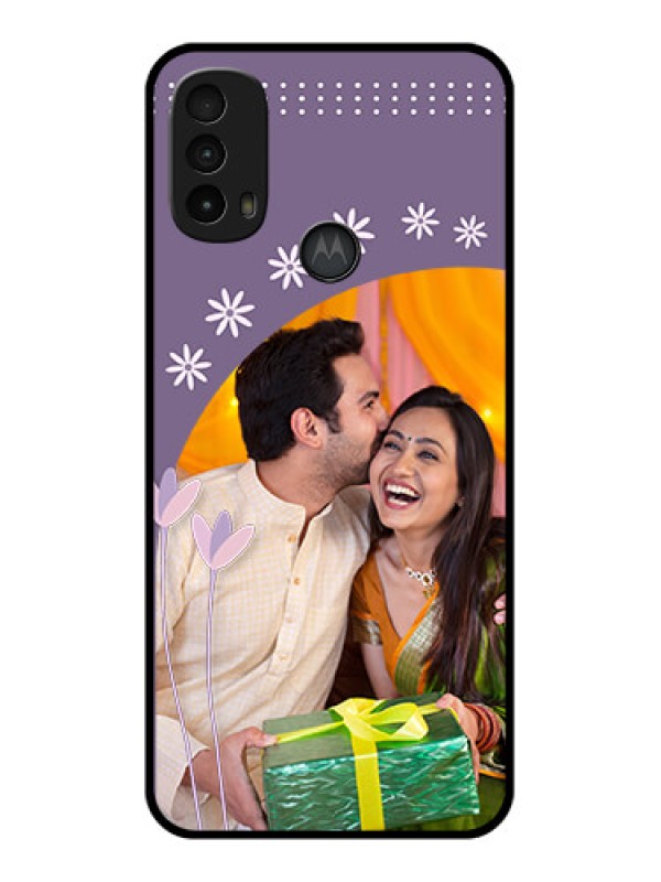 Custom Moto E40 Custom Metal Phone Case - Lavender Flowers Design