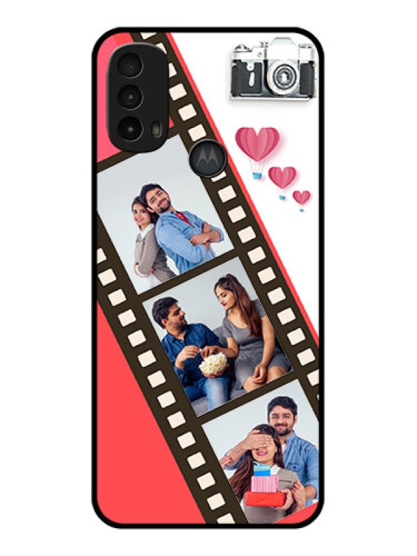 Custom Moto E40 Custom Metal Phone Case - 3 Image Holder With Film Reel