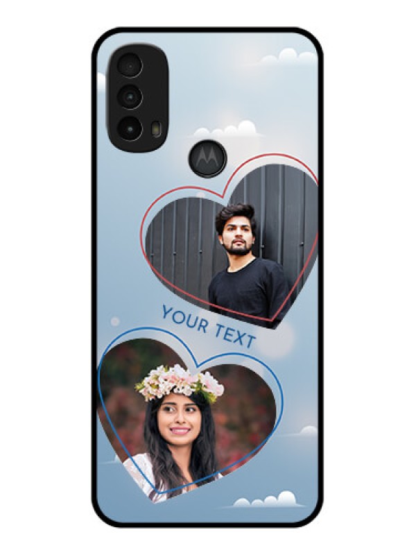 Custom Moto E40 Custom Metal Phone Case - Blue Color Couple Design