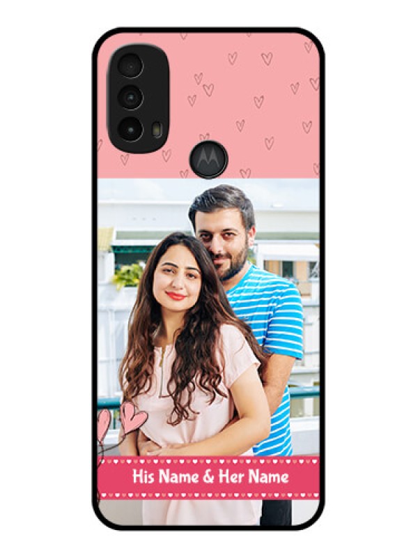 Custom Moto E40 Custom Metal Phone Case - Love Design Peach Color