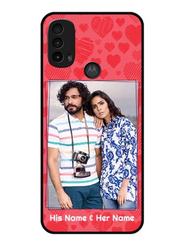 Custom Moto E40 Custom Metal Phone Case - With Red Heart Symbols Design