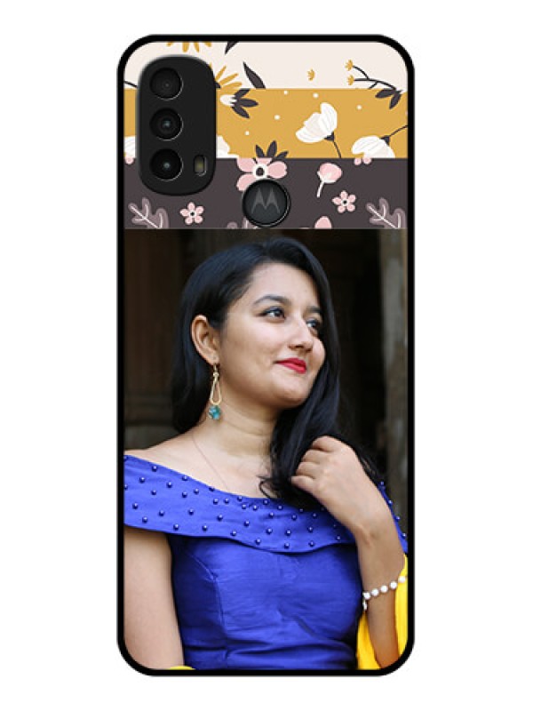 Custom Moto E40 Custom Metal Phone Case - Stylish Floral Design