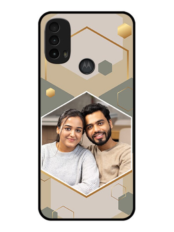Custom Moto E40 Custom Metal Phone Case - Stylish Hexagon Pattern Design