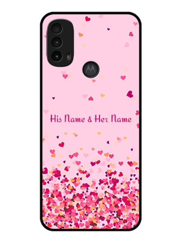 Custom Moto E40 Custom Metal Phone Case - Floating Hearts Design