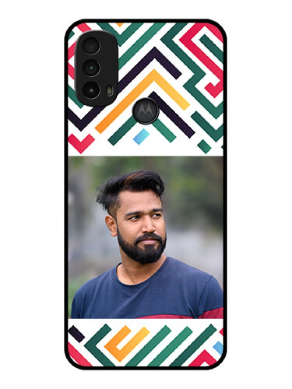 Custom Moto E40 Custom Metal Phone Case - Colorful Maze Pattern Design