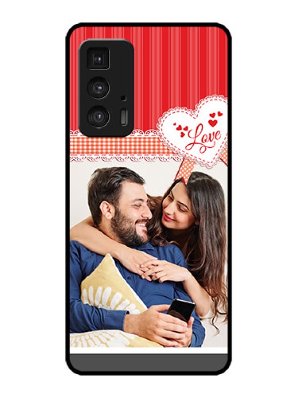 Custom Edge 20 Pro Custom Metal Phone Case - Red Love Pattern Design