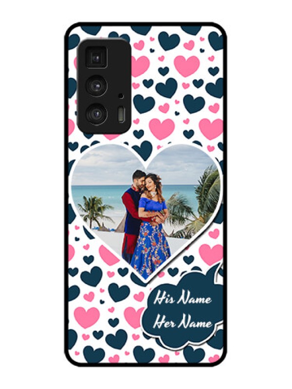 Custom Edge 20 Pro Custom Metal Phone Case - Pink and Blue Heart Design