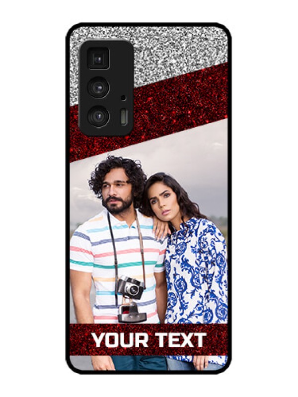 Custom Edge 20 Pro Custom Metal Phone Case - Image Holder With Glitter Strip Design