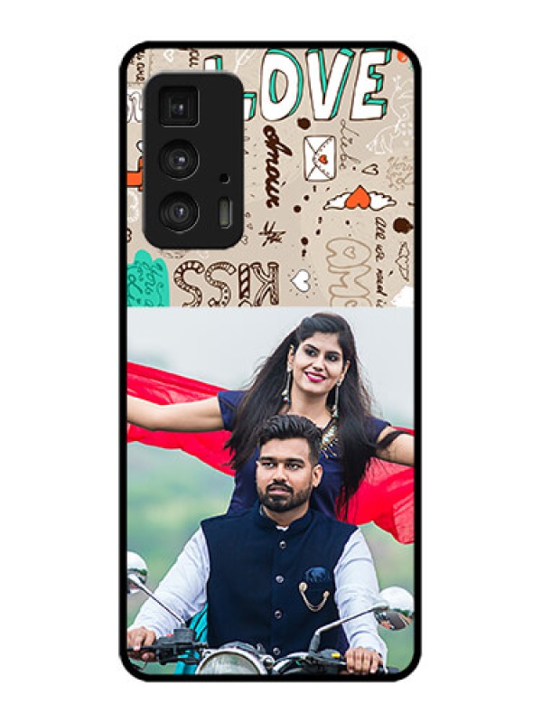 Custom Edge 20 Pro Custom Metal Phone Case - Love Doodle Pattern