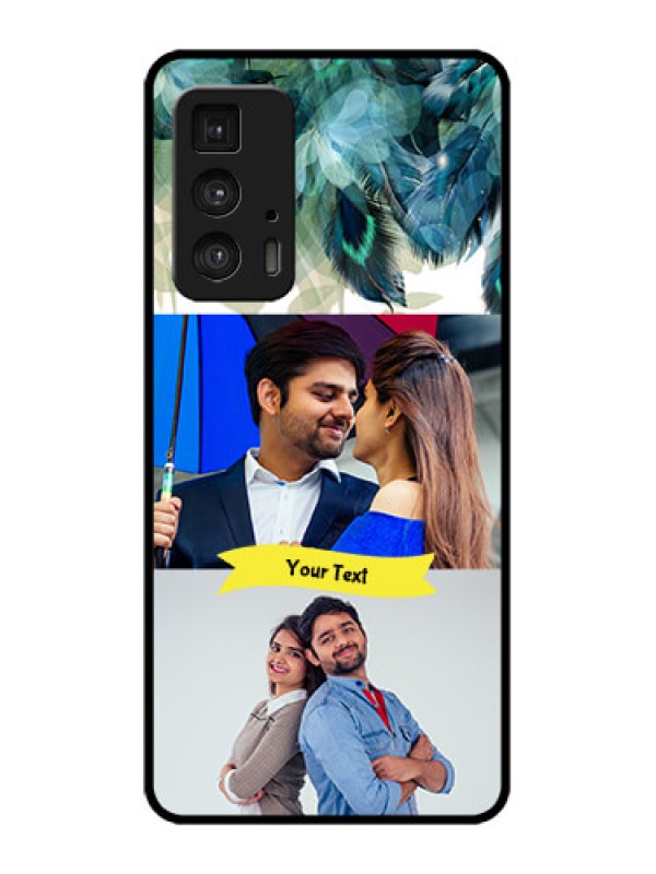 Custom Edge 20 Pro Custom Metal Phone Case - Image With Boho Peacock Feather Design