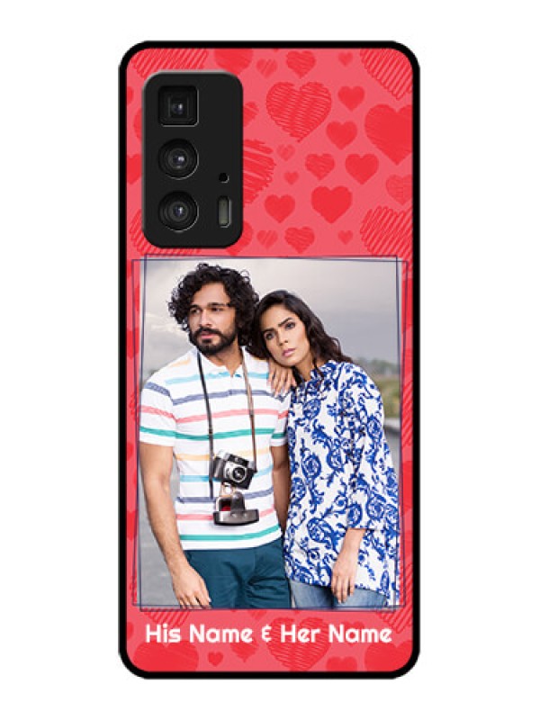 Custom Edge 20 Pro Custom Metal Phone Case - With Red Heart Symbols Design