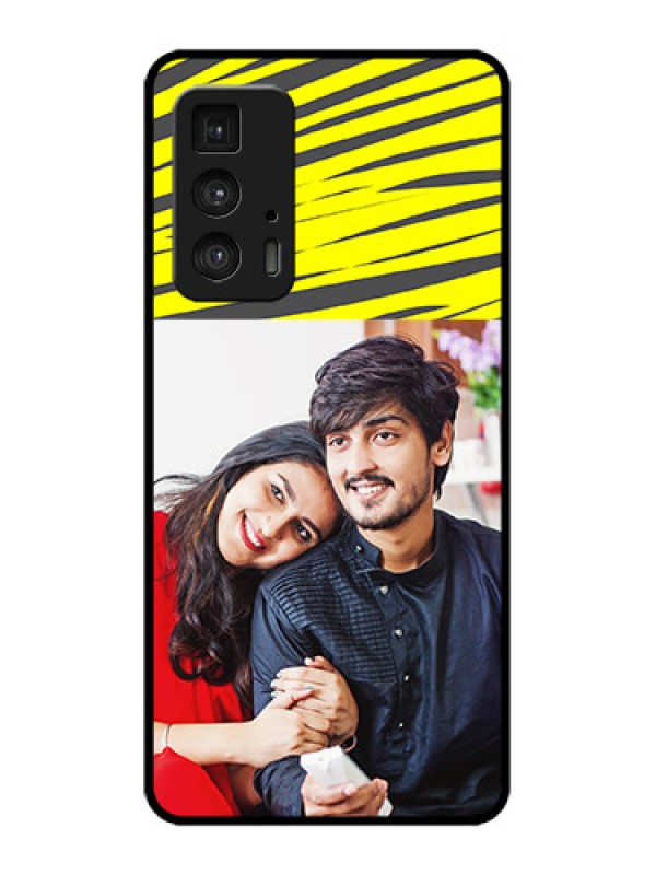 Custom Edge 20 Pro Custom Metal Phone Case - Yellow Abstract Design