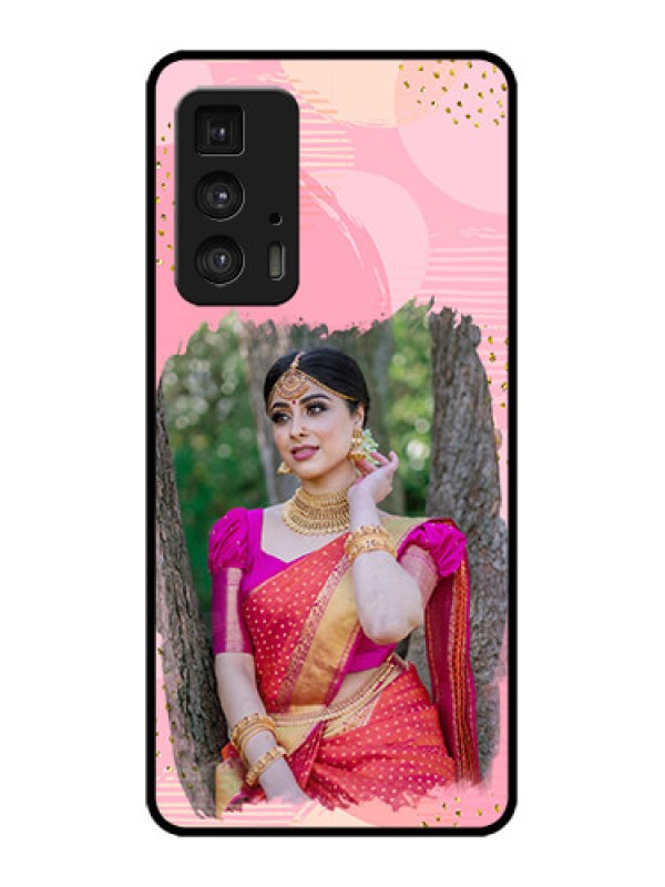 Custom Edge 20 Pro Custom Metal Phone Case - Gold Glitter Splash Design