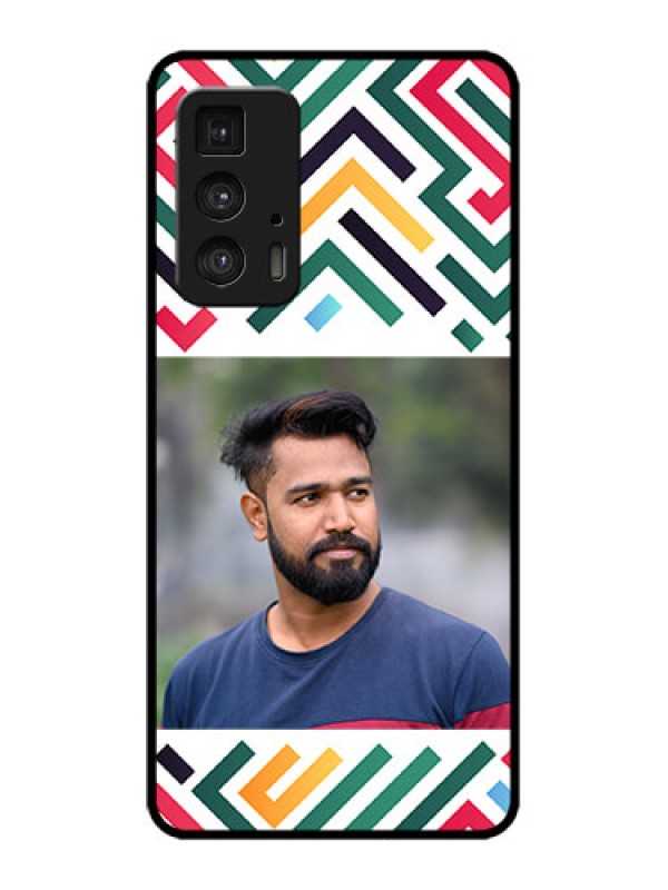 Custom Edge 20 Pro Custom Metal Phone Case - Colorful Maze Pattern Design