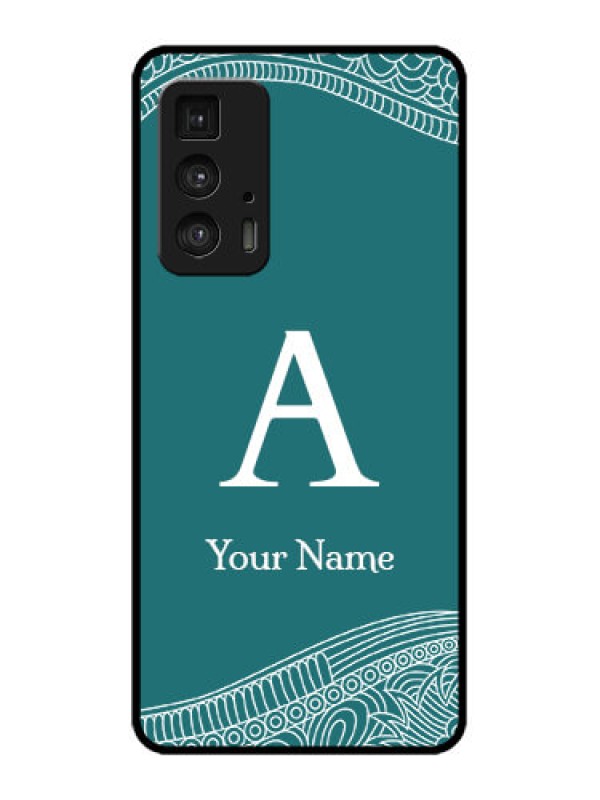 Custom Edge 20 Pro Custom Metal Phone Case - Line Art Pattern With Custom Name Design