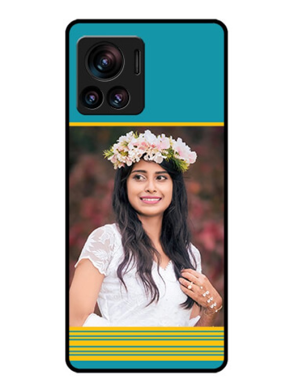 Custom Edge 30 Ultra Custom Metal Phone Case - Yellow and Blue Design