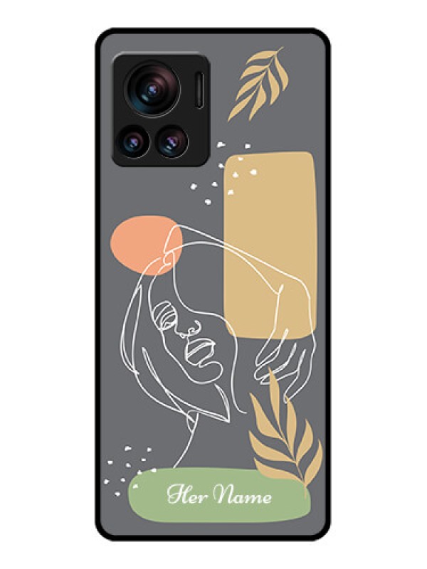 Custom Edge 30 Ultra Custom Metal Phone Case - Gazing Woman Line Art Design
