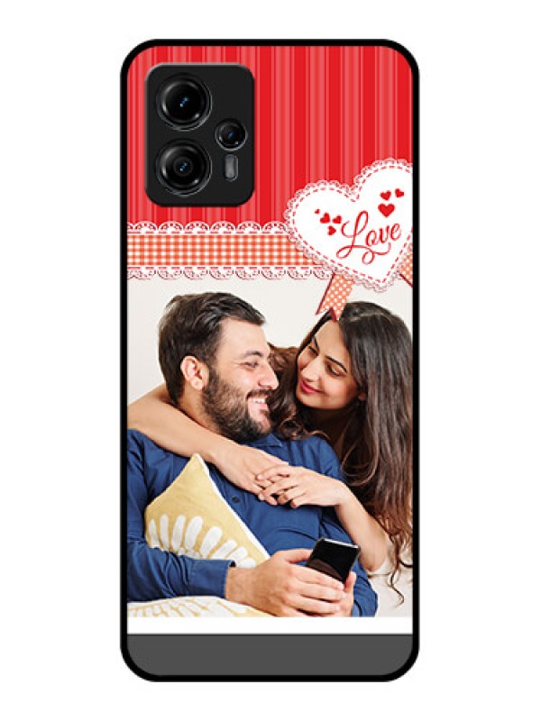 Custom Moto G13 Custom Metal Phone CaseRed Love Pattern Design