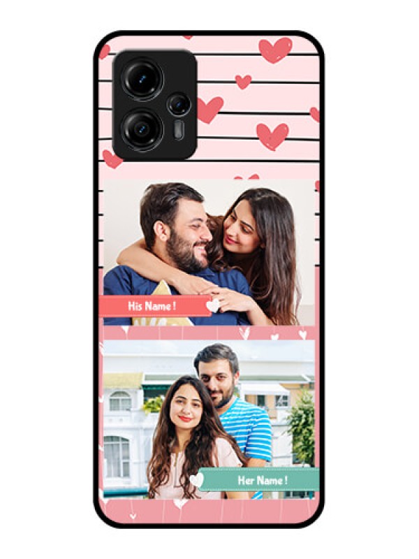 Custom Moto G13 Custom Metal Phone CasePhoto With Heart Design