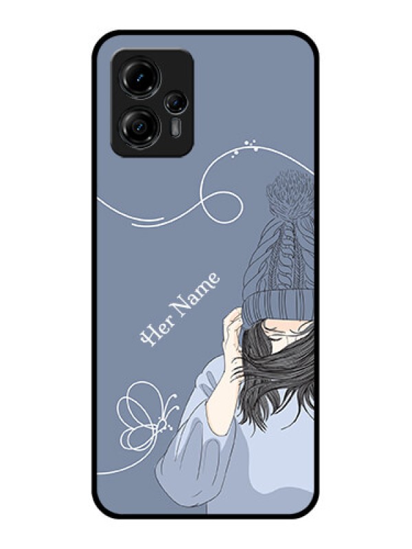 Custom Moto G13 Custom Metal Phone CaseGirl In Winter Outfit Design