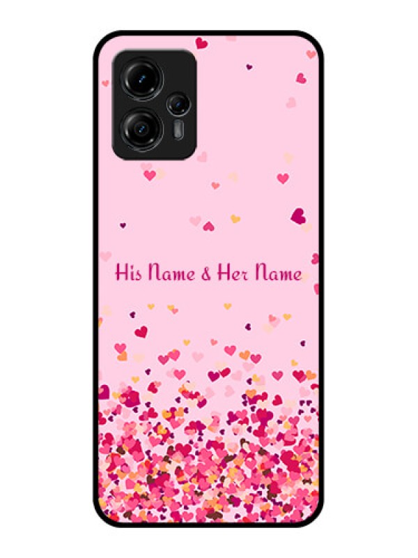 Custom Moto G13 Custom Metal Phone CaseFloating Hearts Design