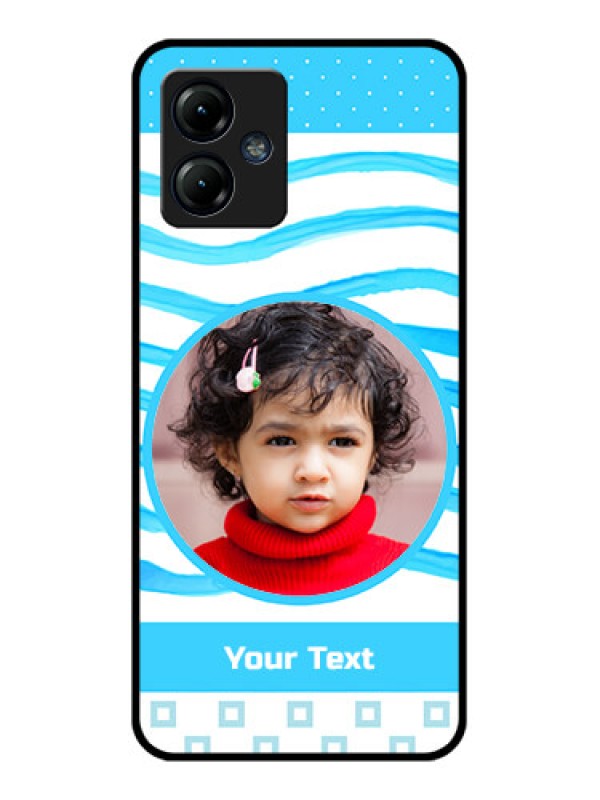 Custom Moto G14 Custom Metal Phone CaseSimple Blue Case Design