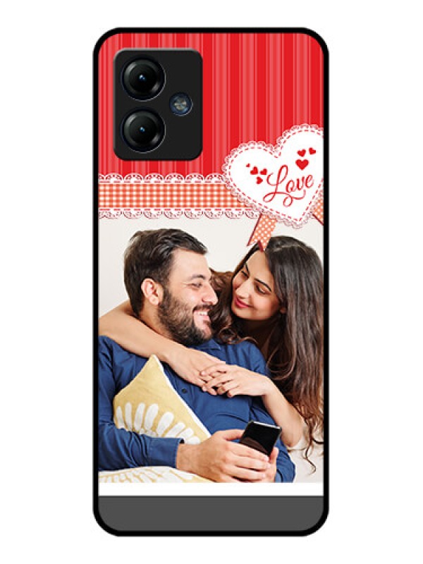 Custom Moto G14 Custom Metal Phone CaseRed Love Pattern Design
