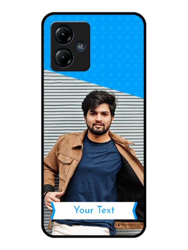 Custom Moto G14 Custom Metal Phone CaseSimple Blue Color Design