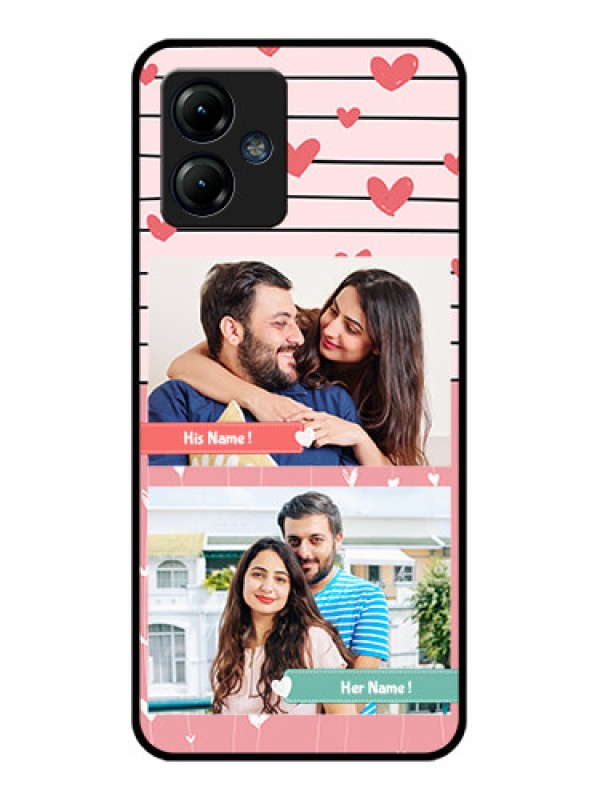 Custom Moto G14 Custom Metal Phone CasePhoto With Heart Design